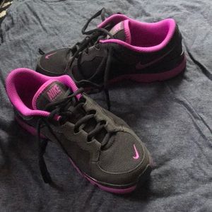 Black and purple Nike running shoe